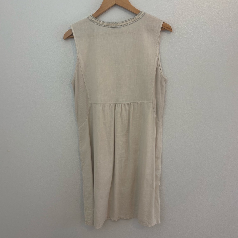 Terzo Millennio Linen Blend Coastal Shift Dress | Made in Italy Size M, Neutral - Picture 7 of 13